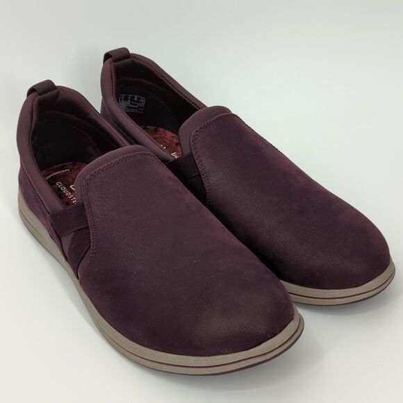 Clarks Cloudsteppers Women's Plum Purple Breeze Bali Flat Slip-On Shoes 9 M NWT - Picture 1 of 13